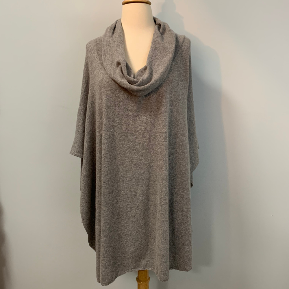 Charli Heathered Gray Wool Cowl Neck Cape Poncho